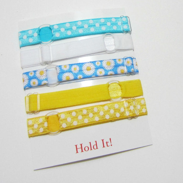 Adjustable Elastic Headband-Set of 5 Blue & Yellow - Hold It!