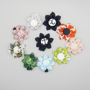 CLEARANCE!  Set of 10 Kanzashi Fabric Flower Hair Clips