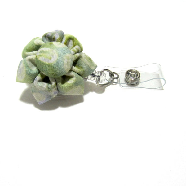 Coffee Bean Moss Batik Flower Retractable Badge Reel, ID Holder, Lanyard - Hold It!