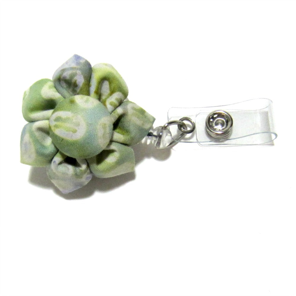 Coffee Bean Moss Batik Flower Retractable Badge Reel, ID Holder, Lanyard - Hold It!