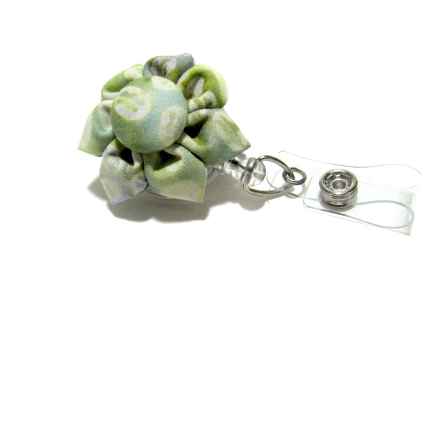 Coffee Bean Moss Batik Flower Retractable Badge Reel, ID Holder, Lanyard - Hold It!