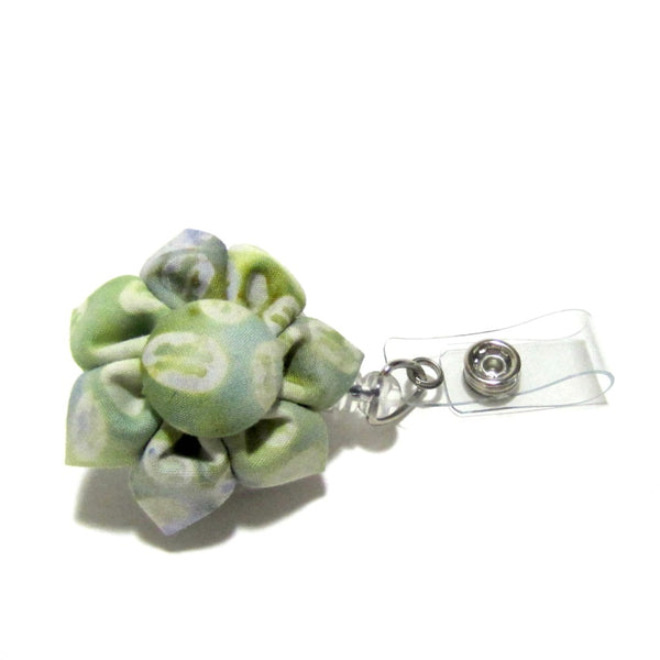 Coffee Bean Moss Batik Flower Retractable Badge Reel, ID Holder, Lanyard - Hold It!