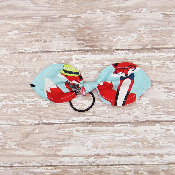 Set of 3 Bunny Ear Ponytail Holders Red Dot, Foxes, Red & Green Chevron