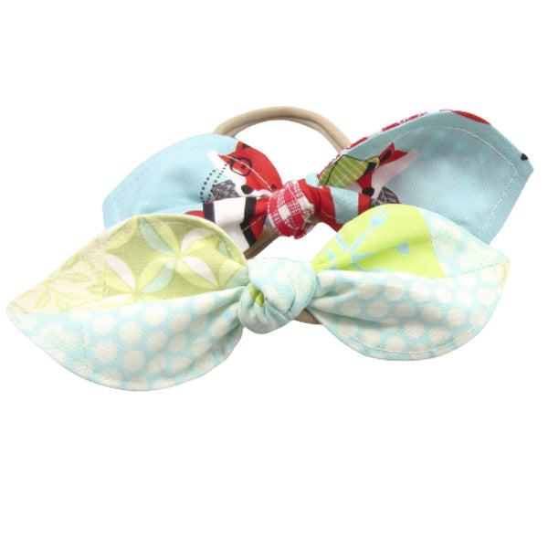 Set of 2 Bunny Ear Nylon Headband Turquoise and Green