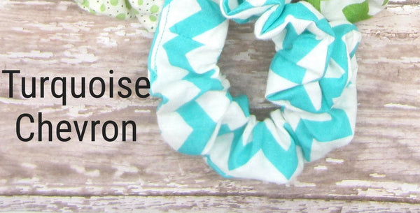 Set of 5 Turquoise Scrunchies