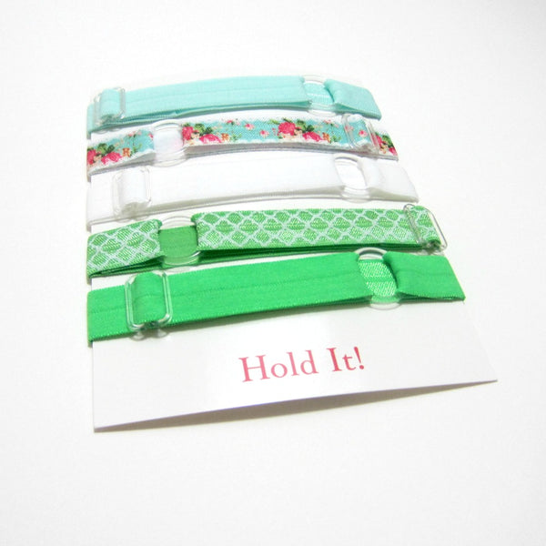 Adjustable Elastic Headband-Set of 5 Green Floral - Hold It!