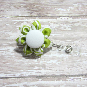 Green & White Swirl Flower Retractable Badge Reel, ID Holder, Lanyard –  Hold It!