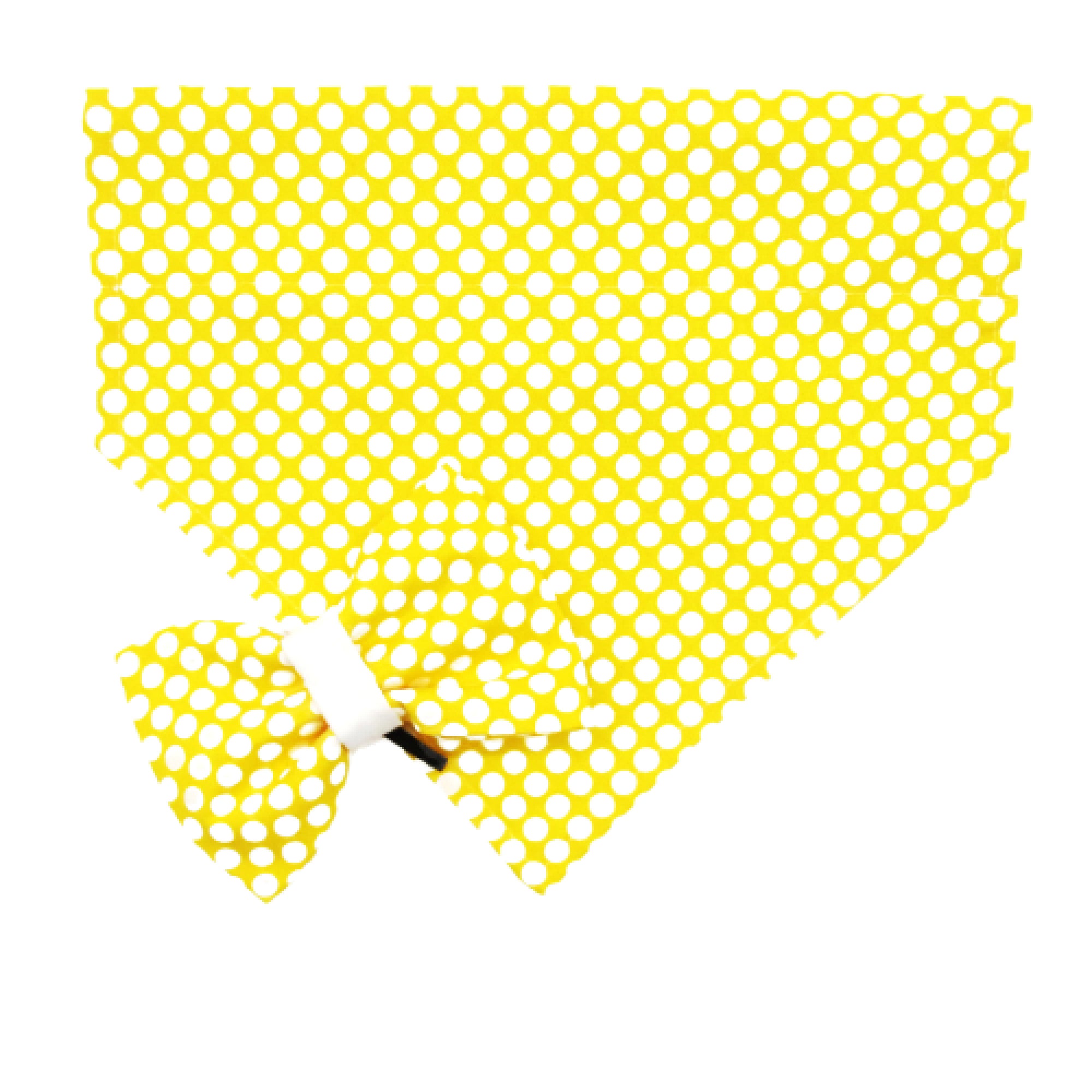Yellow & White Polka Dot Pet Bandana or Bow Tie-4 Sizes Fits Over Collar