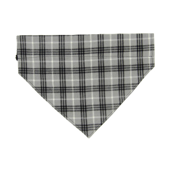 Black & Gray Plaid Pet Bandana- Fits Over Collar 4 Sizes Available