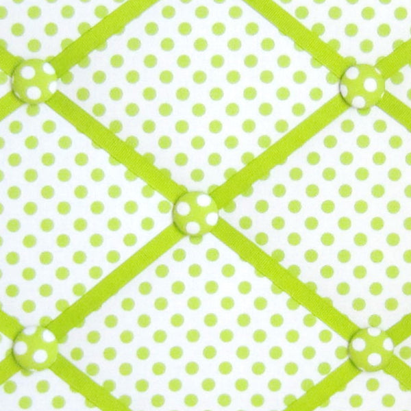 11"x14" Memory Board or Bow Holder-White & Lime Green Polka Dot