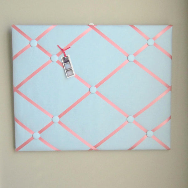 16"x20" Memory Board or Bow Holder-Baby Blue & Coral