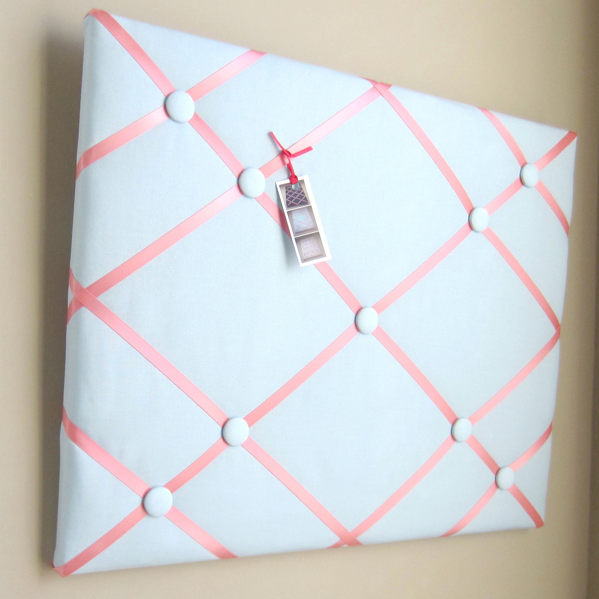 16"x20" Memory Board or Bow Holder-Baby Blue & Coral