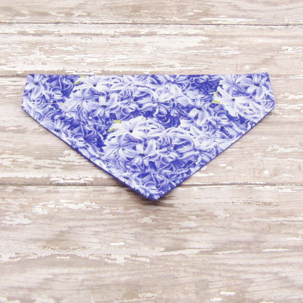 Purple Lilac Floral Pet Bandana- Fits Over Collar 4 Sizes Available