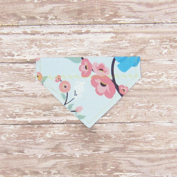 Blue & Pink Floral Pet Bandana- Fits Over Collar 4 Sizes Available