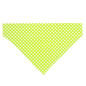 Lime Green & White Polka Dot Pet Bandana- Fits Over Collar 4 Sizes Available