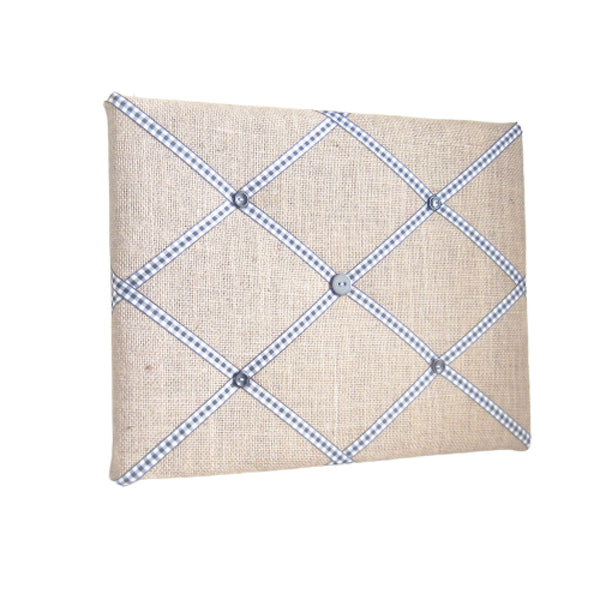 11"x14"  Memory Board or Bow Holder-Burlap & Black Gingham