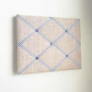 11"x14"  Memory Board or Bow Holder-Burlap & Black Gingham