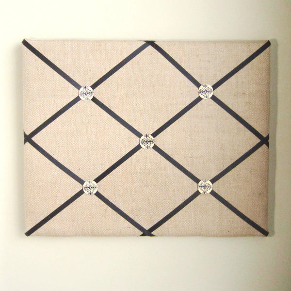 16"x20" Memory Board or Bow Holder-Burlap & Black