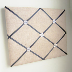 16"x20" Memory Board or Bow Holder-Burlap & Black