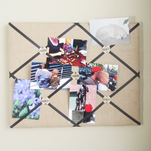 16"x20" Memory Board or Bow Holder-Burlap & Black