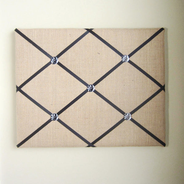 16"x20" Memory Board or Bow Holder-Burlap & Black