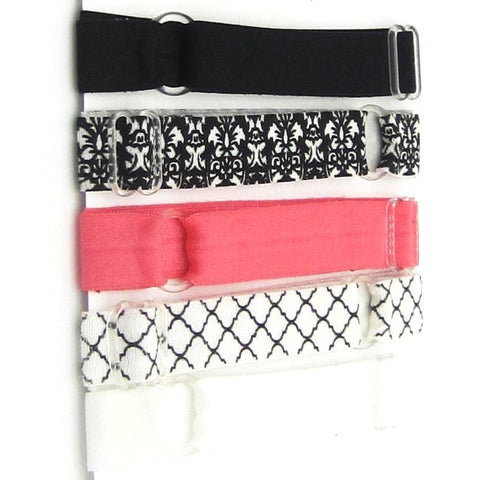 Adjustable Elastic Headband-Set of 5 Black & Coral
