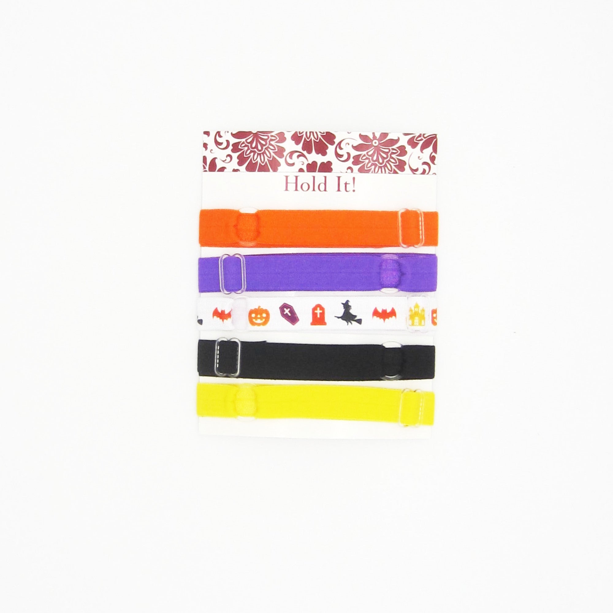 Adjustable Elastic Headband-Set of 5 Black & Orange Witches