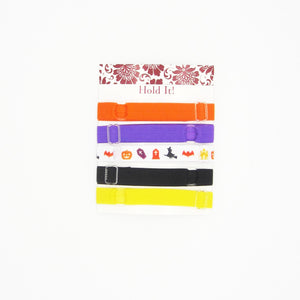 Adjustable Elastic Headband-Set of 5 Black & Orange Witches