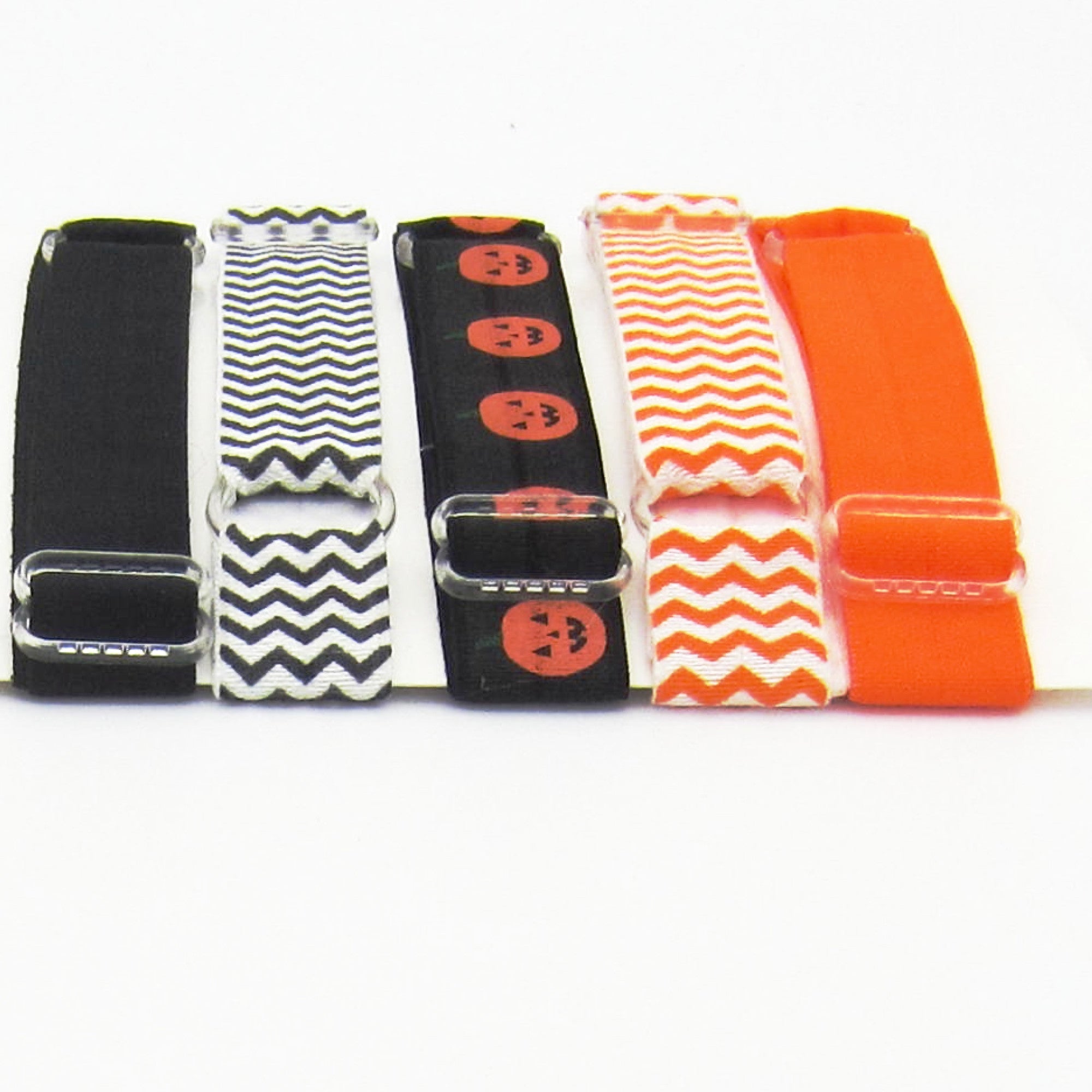 Adjustable Elastic Headband-Set of 5 Black & Orange Pumpkins - Hold It!