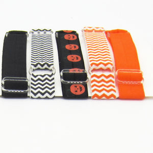 Adjustable Elastic Headband-Set of 5 Black & Orange Pumpkins - Hold It!