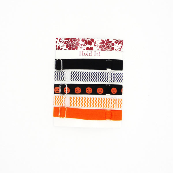 Adjustable Elastic Headband-Set of 5 Black & Orange Pumpkins - Hold It!
