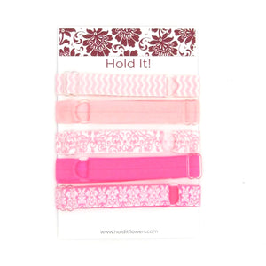 Adjustable Elastic Headband-Set of 5 Hot Pink Damask - Hold It!