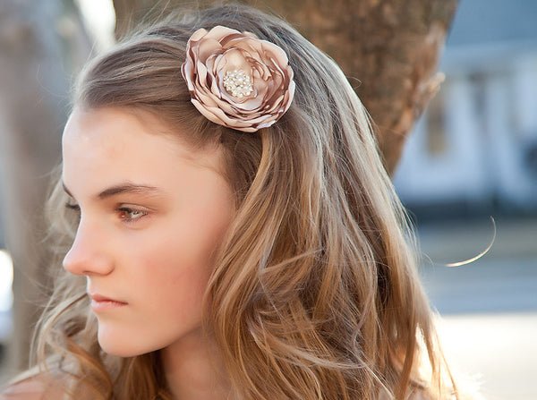 Satin Fabric Flower Hair Clip-Available in 35 Colors! - Hold It!