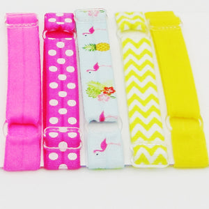 Choose from 2 Sets Adjustable Elastic Headband-Fruit Pink, Yellow, Orange, Blue