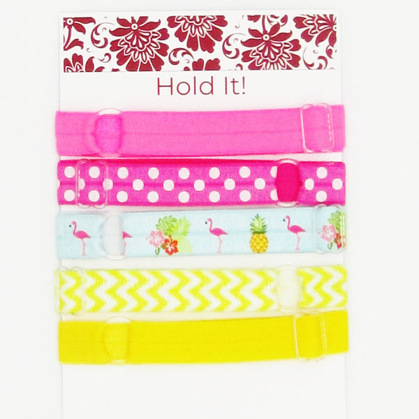 Choose from 2 Sets Adjustable Elastic Headband-Fruit Pink, Yellow, Orange, Blue