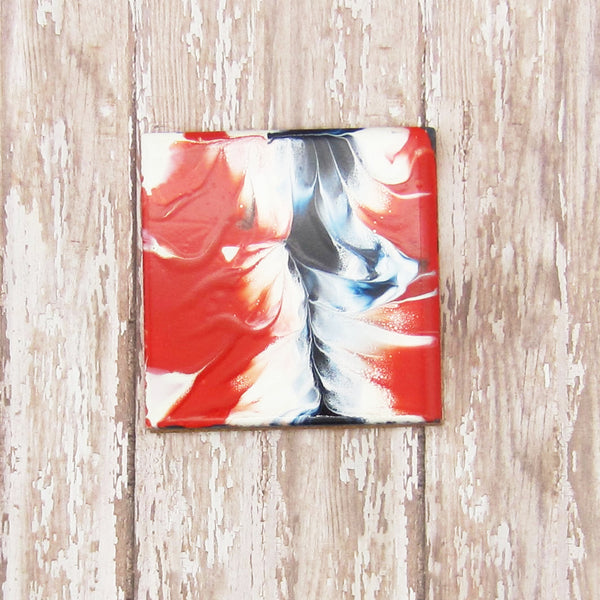 Hand Painted Coaster Set of 4 in Red, White & Blue