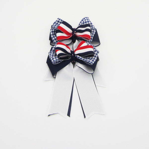 Red, White & Blue Equestrian Hair Bows-Available on a French Barrette, Hair Clip, or Pony O