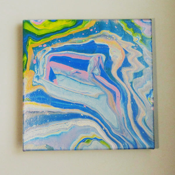 "Mojave Sunset" 12"x12" Acrylic Ribbon/Ring Pour Painting