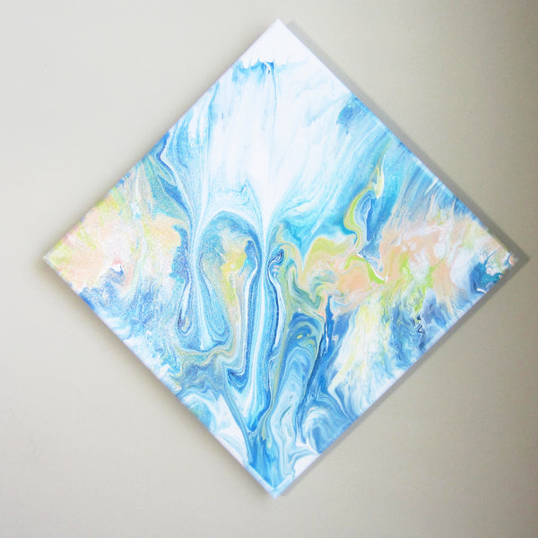 "Blue Tulips" 12"x12" Acrylic Dutch Pour Painting