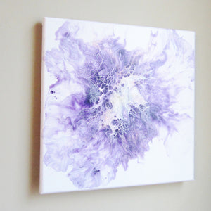 "Purple Pansy" 12"x12" Acrylic Ribbon/Ring Pour Painting