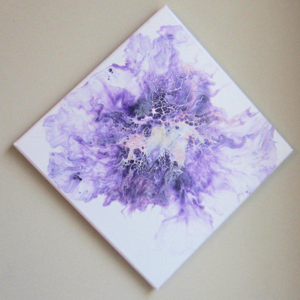 "Purple Pansy" 12"x12" Acrylic Ribbon/Ring Pour Painting