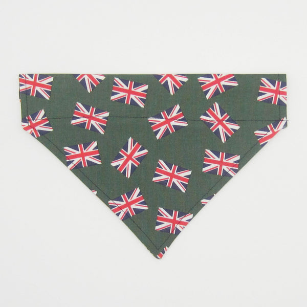 Green Union Jack British Flag Pet Bandana- Fits Over Collar 4 Sizes Available