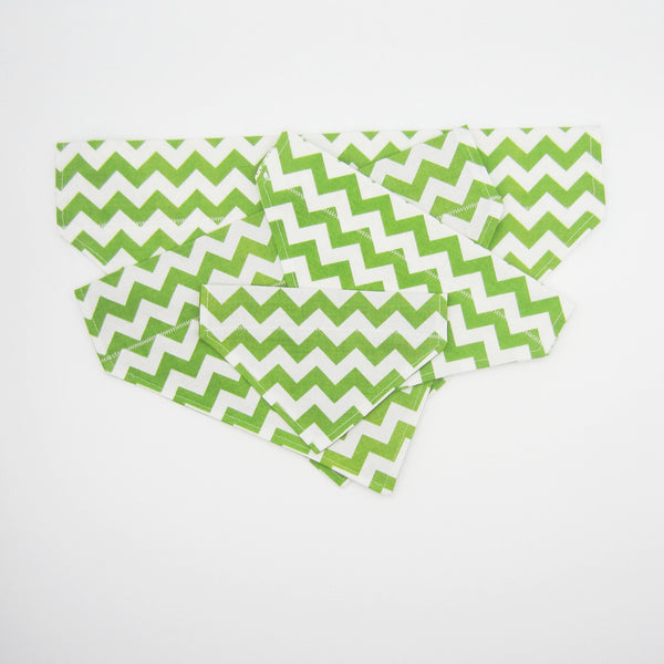Green & White Chevron Pet Bandana- Fits Over Collar 4 Sizes Available