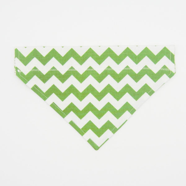 Green & White Chevron Pet Bandana- Fits Over Collar 4 Sizes Available