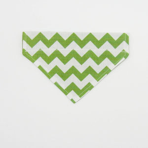 Green & White Chevron Pet Bandana- Fits Over Collar 4 Sizes Available