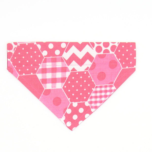 Pink Geometric Pet Bandana-4 Sizes Fits Over Collar