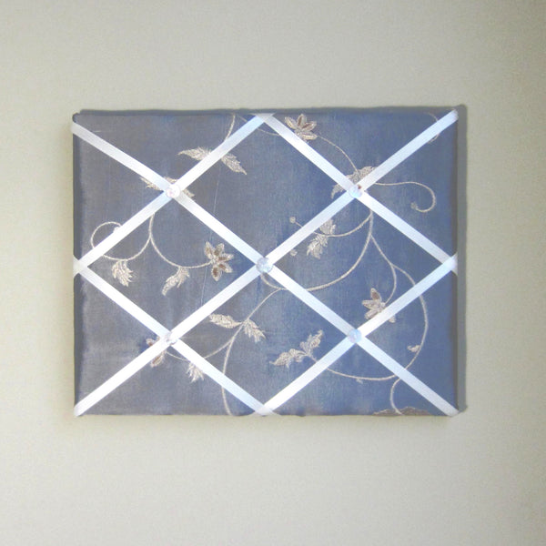 11"x14"  Memory Board or Bow Holder-Grey & Beige Embroidered Floral - Hold It!