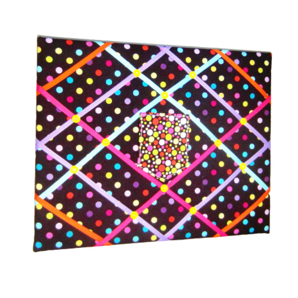 16"x20"  Memory Board or Bow Holder-Brown Polka Dot w/Pocket