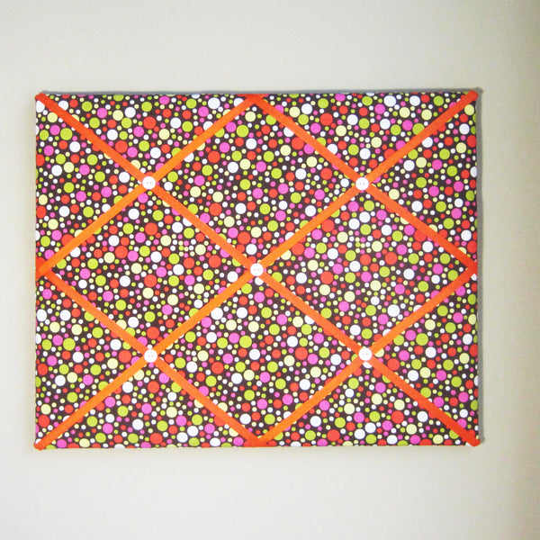 16"x20"  Memory Board or Bow Holder-Multicolored Polka Dots