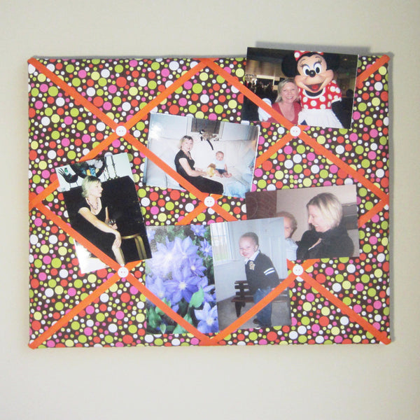 16"x20"  Memory Board or Bow Holder-Multicolored Polka Dots